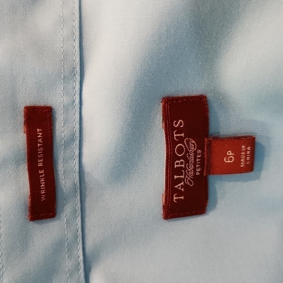 Talbots Pastel Blue Button Up Top - Picture 6 of 7